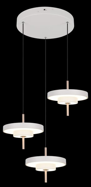 Trio T340230376 LED závesné stropné svietidlo KEATON | 10W integrovaný LED zdroj | 3x1200lm | 2300+3000+4000K | Trio - SwitchDimmer | sivá
