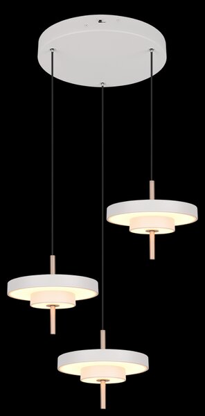 Trio T340230376 LED závesné stropné svietidlo KEATON | 10W integrovaný LED zdroj | 3x1200lm | 2300+3000+4000K | Trio - SwitchDimmer | sivá
