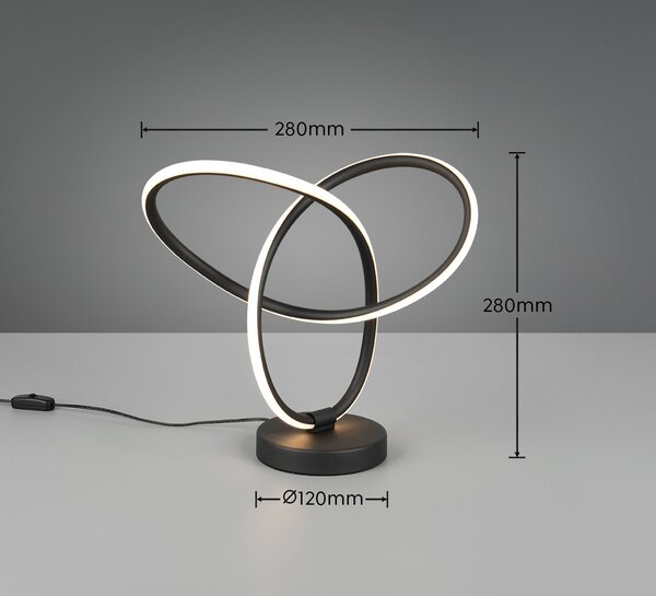 Trio TR53591132 LED stolná lampička LANDO | 8W integrovaný LED zdroj | 1x800lm | 3000K | vypínač | čierna