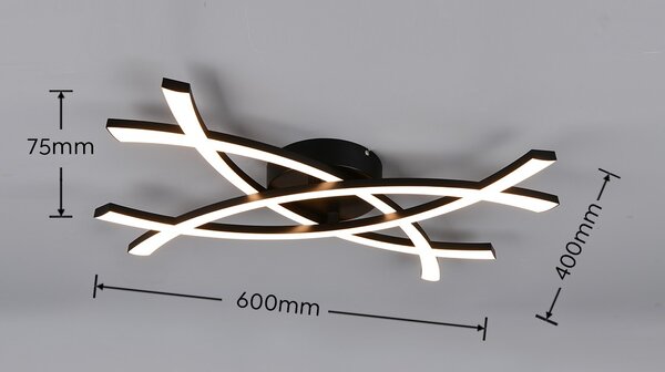 Trio TR23691132 LED nástenné svietidlo POLLOCK | 22W integrovaný LED zdroj | 1x2500lm | 3000K | čierna