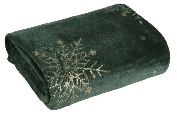 VIANOČNÁ FLANELOVÁ DEKA SNOW GOLD 150X200 CM VZOROVANÁ