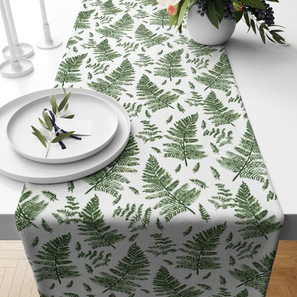 Ervi bavlnený behúň na stôl - zelené papradie