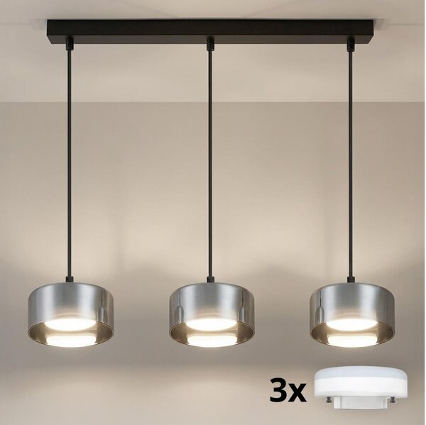 Brilagi - LED Závesný luster na lanku AURA LUX 3xGX53/30W/230V čierna/dymová