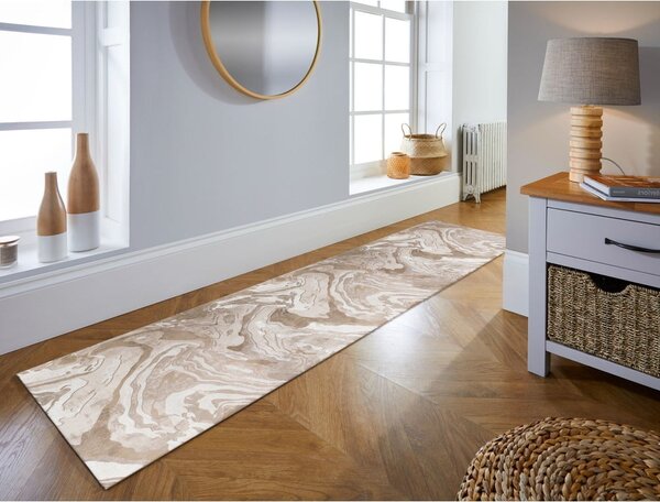 Béžový behúň 60x230 cm Marbled – Flair Rugs