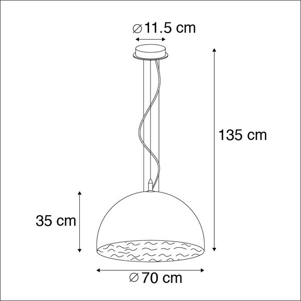 Priemyselné závesné svietidlo čierne so zlatom 70 cm - Magna
