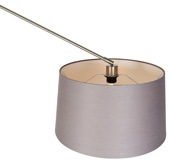 Moderná stojaca lampa oceľ s tienidlom tmavosivá 45 cm - Editor