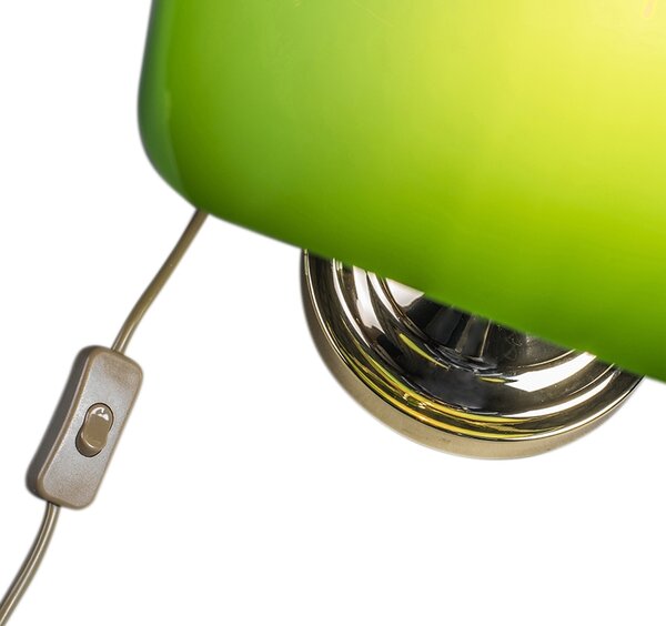 Klasická stolná lampa/lampa notára mosadz s zeleným sklom - Banker