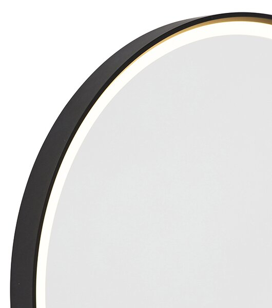 Kúpeľňové zrkadlo čierne 50 cm vrátane LED 3-stupňové stmievateľné s dotykovým okrúhlym - Miral