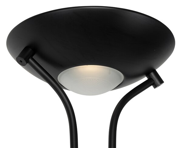 Moderná stojaca lampa čierna s lampou na čítanie vrátane LED s tlmením na teplé - Diva