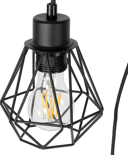Rustikálna stojaca lampa čierna s drevom 2-svetlo - Chon