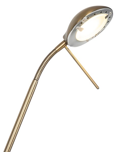 Moderná stojaca lampa bronzová s lampou na čítanie vrátane LED s tlmením na teplé - Diva