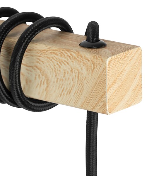 Rustikálna nástenná lampa čierna so drevom - Chon