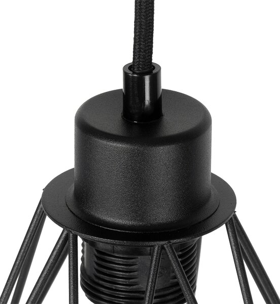 Rustikálna stojaca lampa čierna s drevom 2-svetlo - Chon