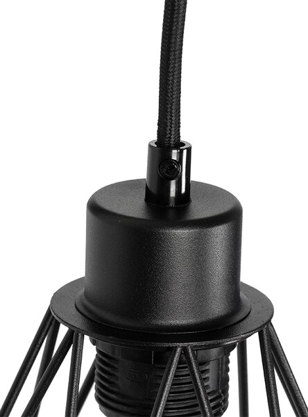 Rustikálna nástenná lampa čierna so drevom - Chon