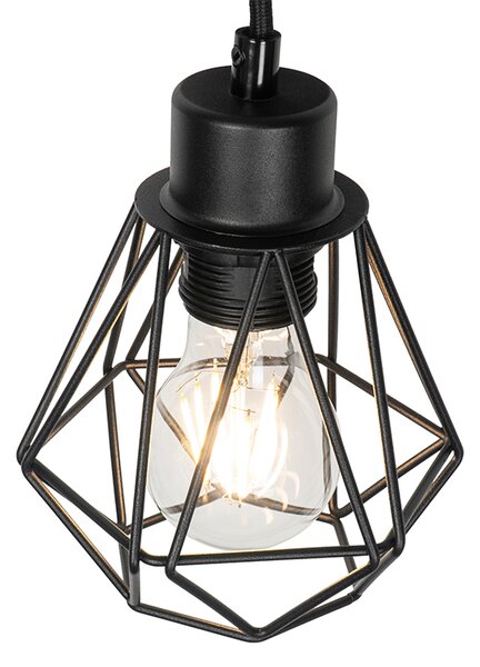 Rustikálna nástenná lampa čierna so drevom - Chon