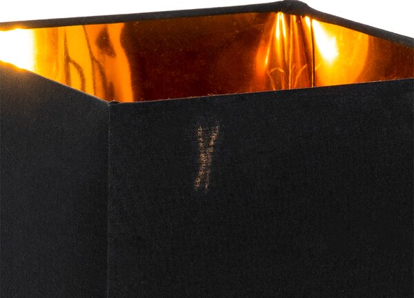 Moderná stolná lampa čierna s tienidlom z látky čierna so zlatom - VT 1