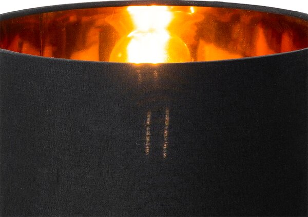 Moderná stolná lampa s textilným tienidlom čierna so zlatom - VT 1