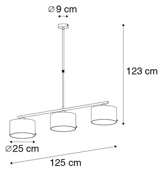 Moderné závesné svietidlo čierne so zlatom 125 cm 3-žiarovkové - VT 3
