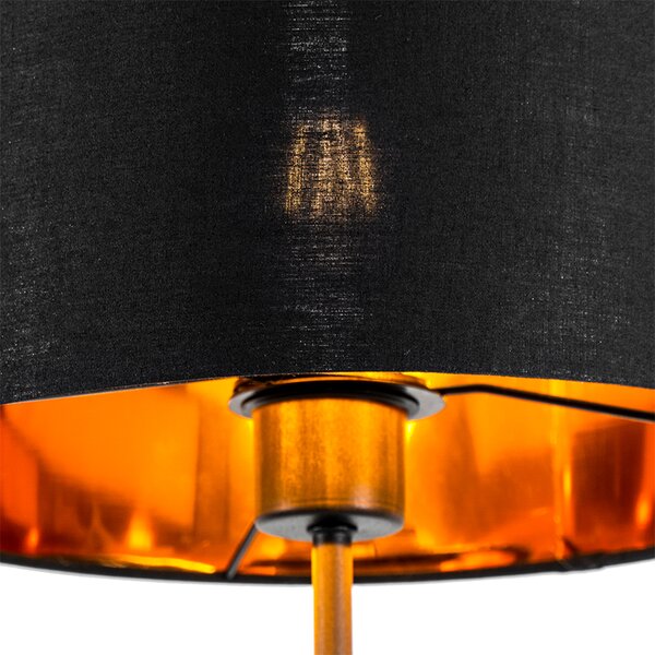 Moderná stojaca lampa čierna so zlatým okrúhlym - VT