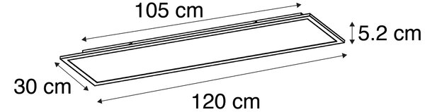 Oceľové stropné svietidlo 120 cm vrátane LED s diaľkovým ovládaním - Liv