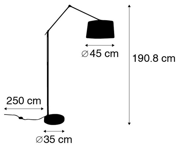 Moderná stojaca lampa oceľ s tienidlom čierny ľan 45 cm - Editor