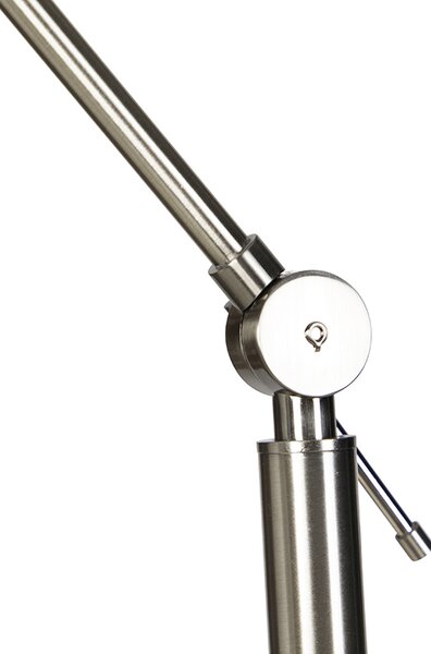 Moderná stojaca lampa oceľ s tienidlom čierny ľan 45 cm - Editor