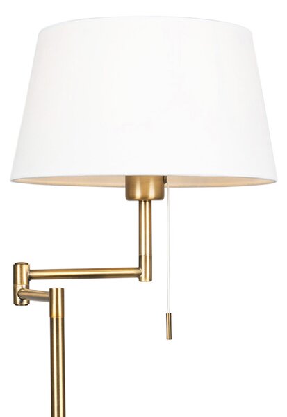 Klasická bronzová stojaca lampa s nastaviteľným bielym tienidlom - Ladas Fix