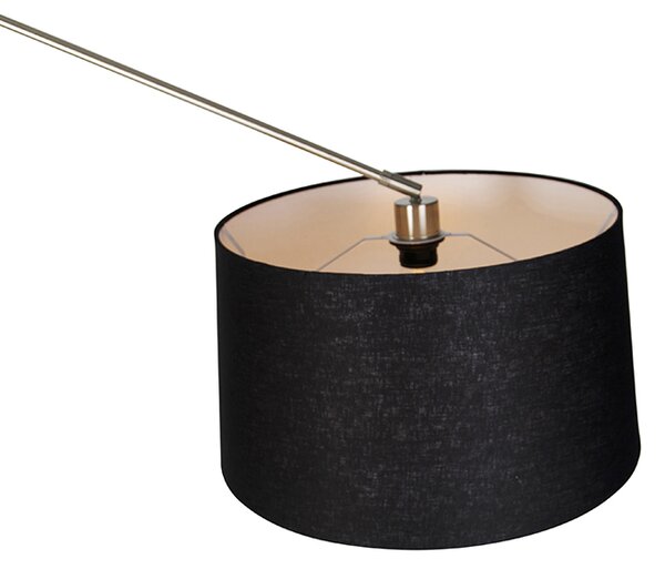 Moderná stojaca lampa oceľ s tienidlom čierny ľan 45 cm - Editor