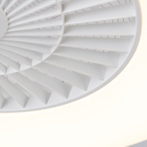Stropný ventilátor biely s hviezdnym efektom 60 cm vrátane LED stmievateľný s diaľkovým ovládaním - Climo