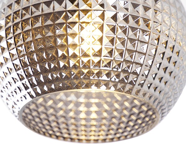 Stropné svietidlo v štýle Art Deco čierne s dymovým sklom - Sphere