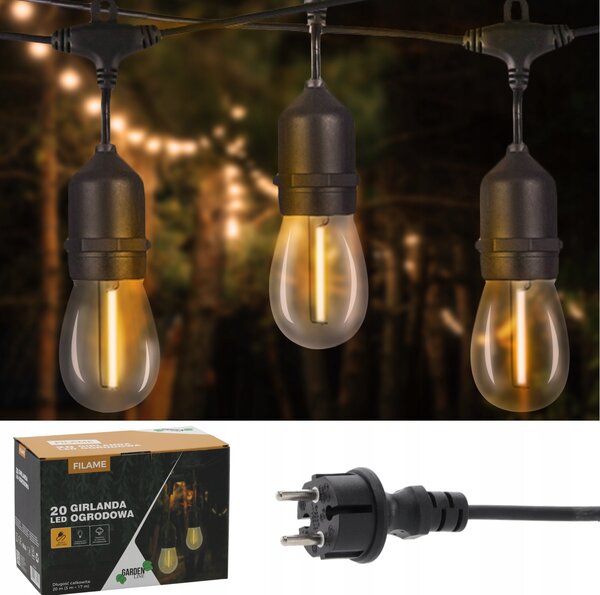 Garden Line Svetelná LED reťaz MODERN s 20 žiarovkami teplá biela