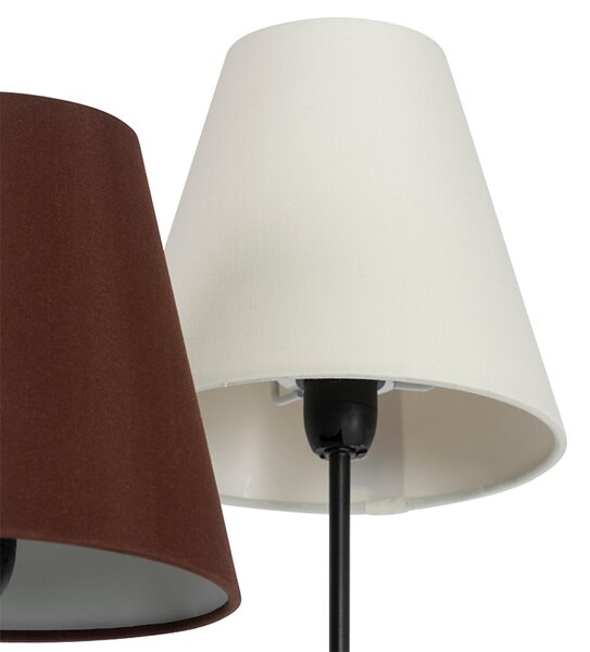 Dizajnová stojaca lampa čierna s textilnými tienidlami 5-svetlo - Melis