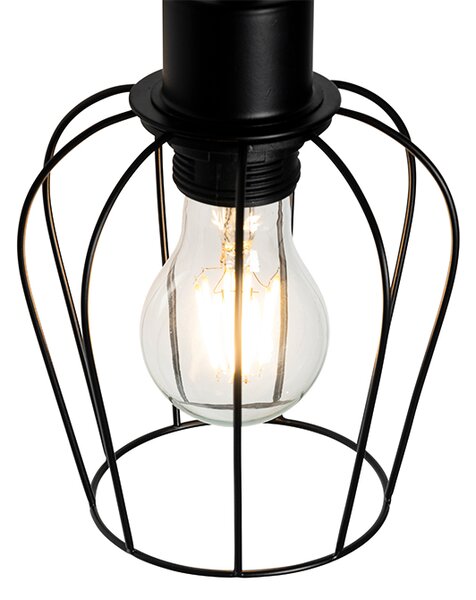 Rustikálna nástenná lampa čierna s drevom - Stronk