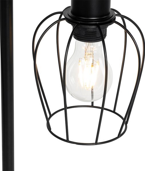 Rustikálna stolná lampa čierna s drevom - Stronk