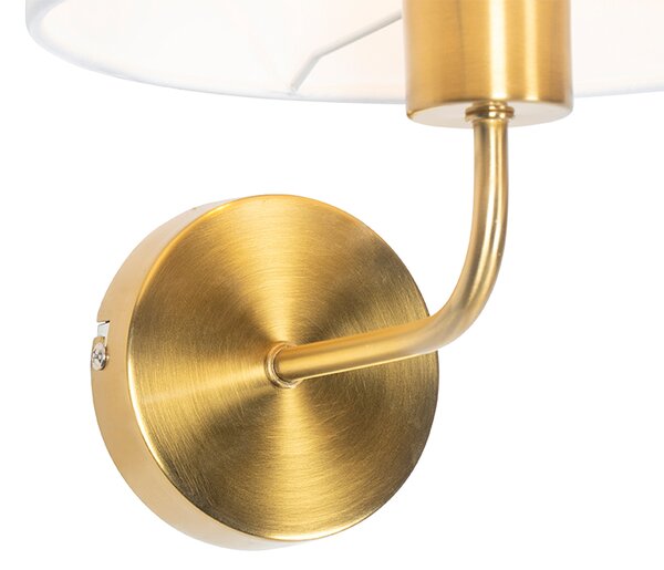 Klasická nástenná lampa zlatá s látkovým tienidlom biela - Cas