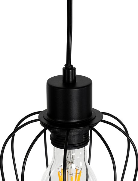 Rustikálna stojaca lampa čierna s drevom 2-svetlo - Stronk