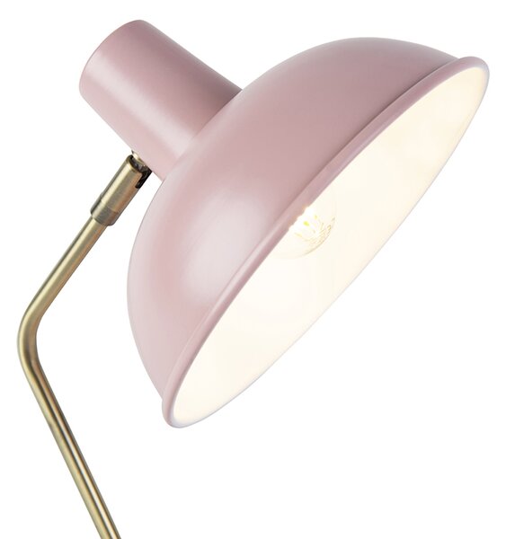 Retro stolná lampa ružová s bronzom - Milou