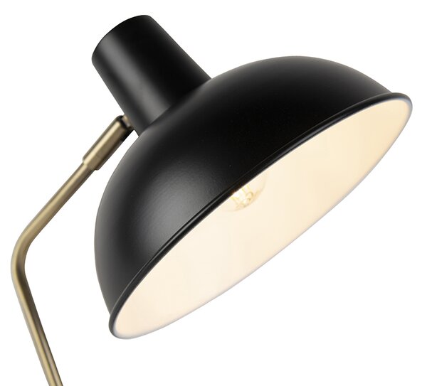 Retro stolná lampa čierna s bronzom - Milou