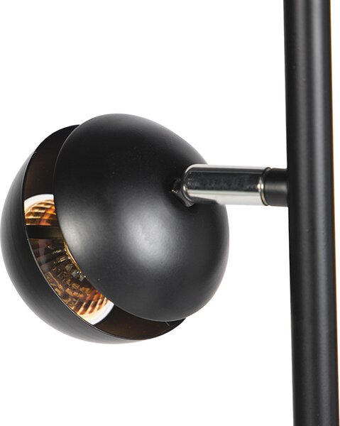 Moderná stojaca lampa 3-svetlá čierna so zlatým vnútrom - Buell Deluxe