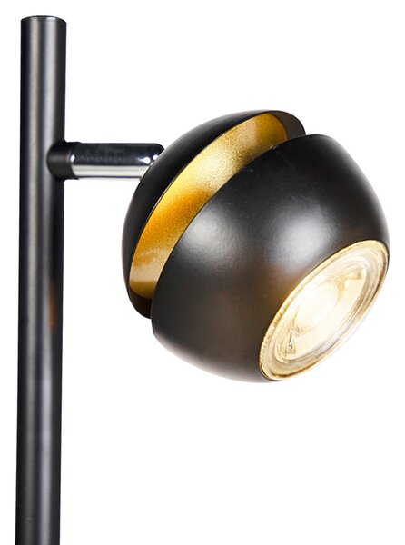 Moderná stojaca lampa 3-svetlá čierna so zlatým vnútrom - Buell Deluxe