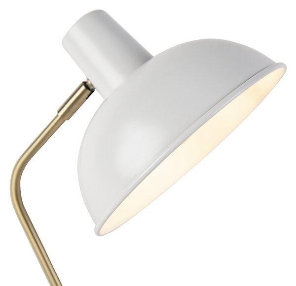 Retro stolná lampa biela s bronzom - Milou