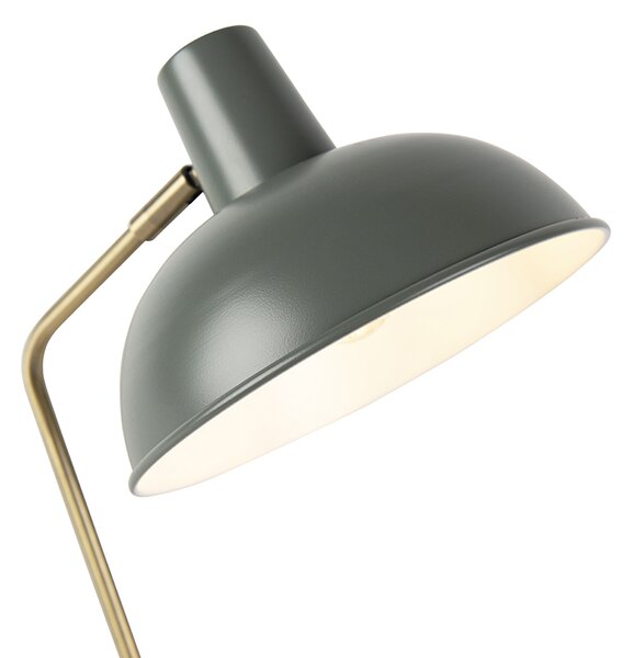 Retro stolná lampa zelená s bronzom - Milou