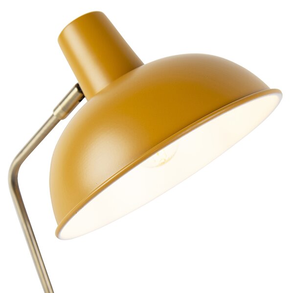 Retro stolná lampa žltá s bronzom - Milou