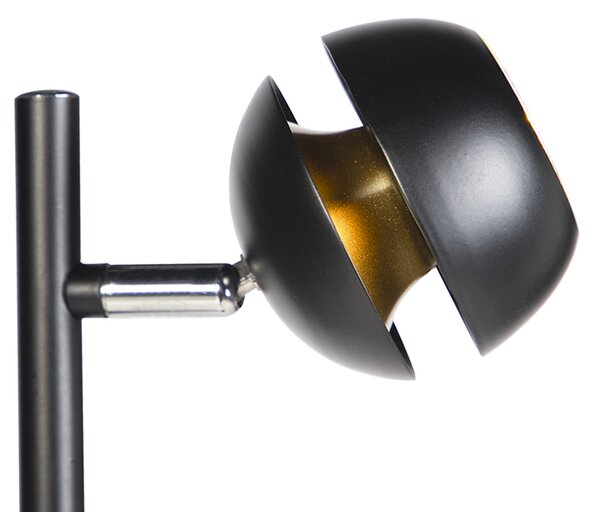 Moderná stojaca lampa 3-svetlá čierna so zlatým vnútrom - Buell Deluxe
