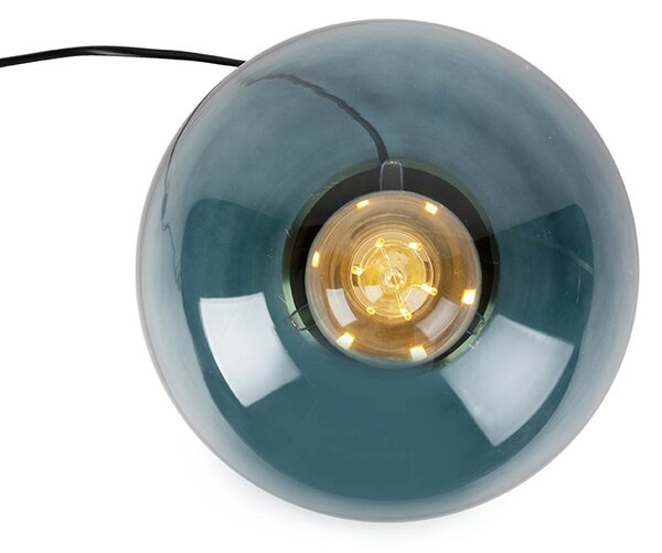 Stolná lampa v štýle Art Deco mosadz s oceánskym modrým sklom - Pallon