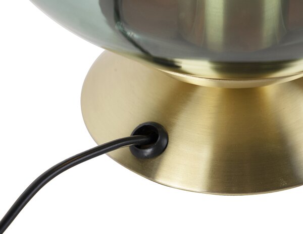 Stolná lampa v štýle Art Deco mosadz so zeleným sklom - Pallon