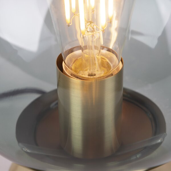 Stolná lampa v štýle Art Deco mosadz so zeleným sklom - Pallon