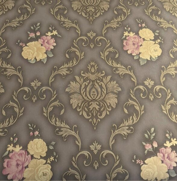Samolepiace tapety 45 cm x 10 m IMPOL TRADE 9152, ornamenty zlaté s kvetmi, Samolepiace tapety