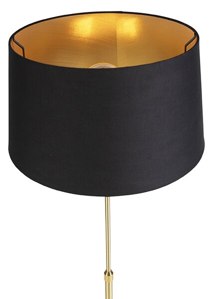 Stojaca lampa zlatá/mosadzná s čiernym tienidlom 45 cm nastaviteľná - Parte