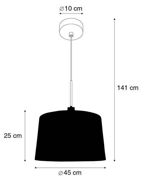 Moderné závesné svietidlo čierne s tienidlom 45 cm biele - Combi 1